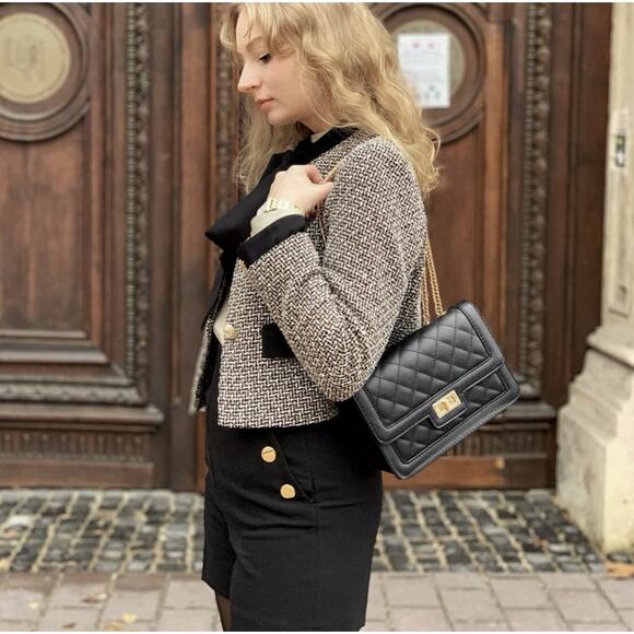 ZARA TWEED BOUCLE TRIM TEXTURED BLAZER JACKET WITH BOW SZ L PREPPY OLD MONEY - Picture 6 of 15